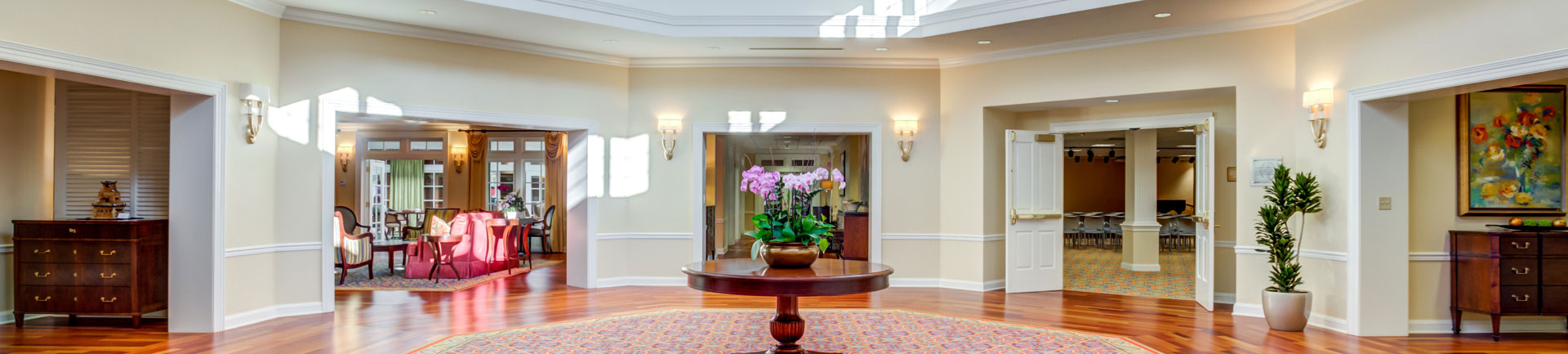 the entryway of a senior living community near chicago