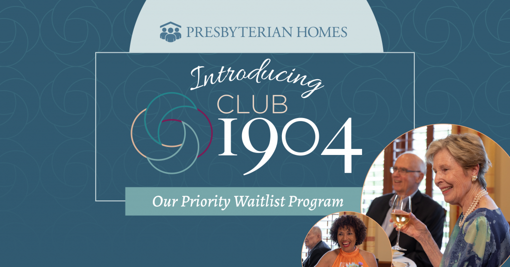 Club 1904 logo with images of seniors celebrating