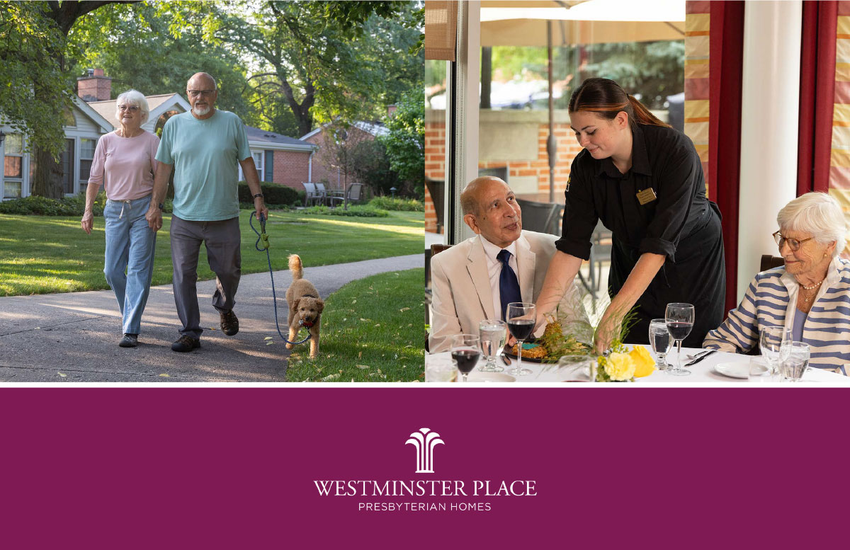 Collage of Westminster Place residents doing heart-healthy activities
