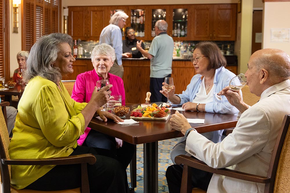 A group of residents dining at the Westminster Place bistro.