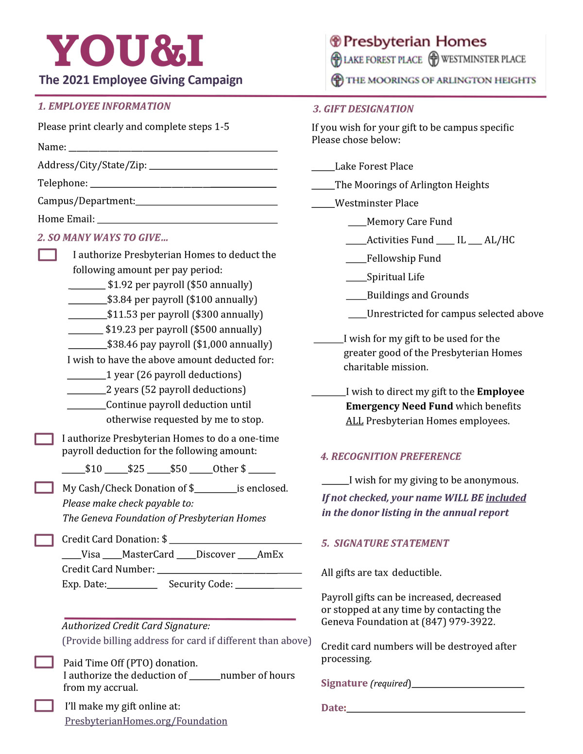Employee Giving Form