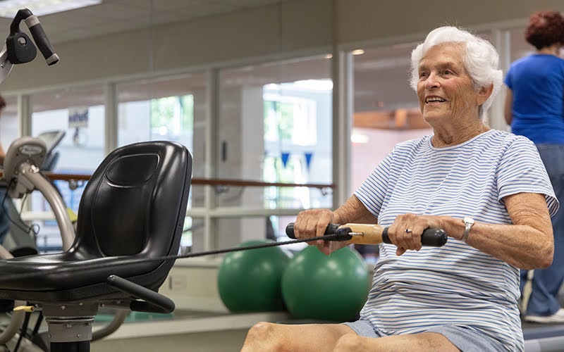 Elderly lady working out 